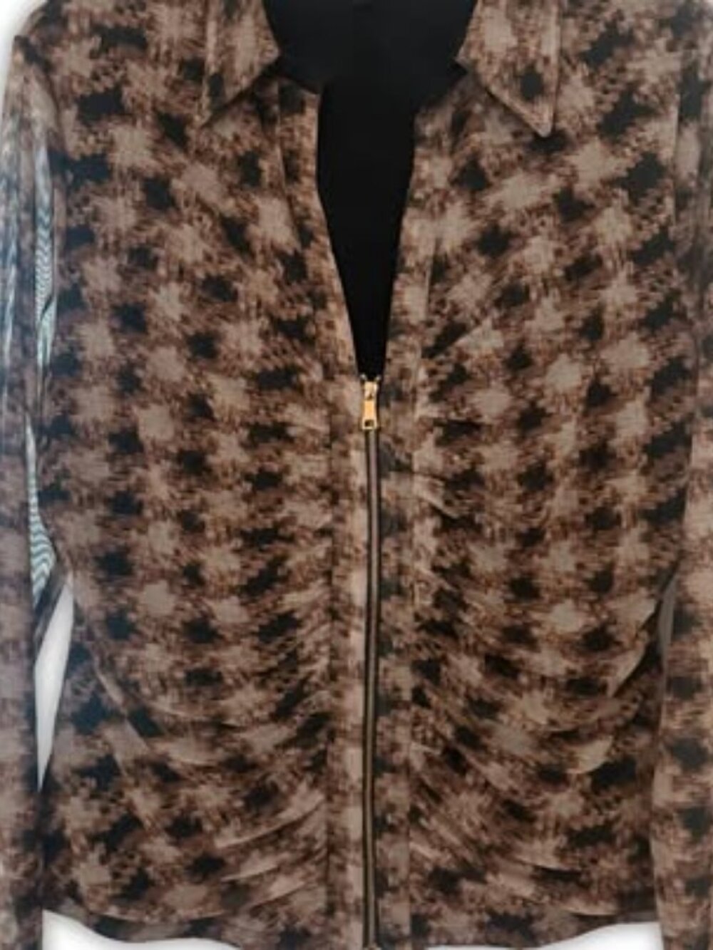Melanie Lyne Sheer Zip Blouse